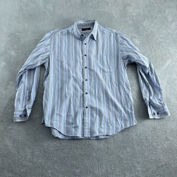 Tasso Elba Mens Striped Button-Down Shirt L 100% Cotton Long Sleeve  1376 - Picture 1 of 8